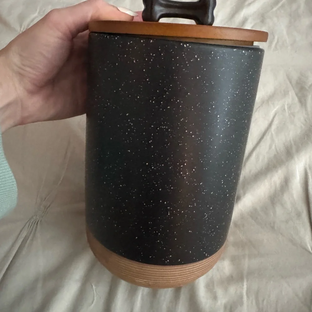 Pet Paw Ceramic Treat Jar - Black and Tan